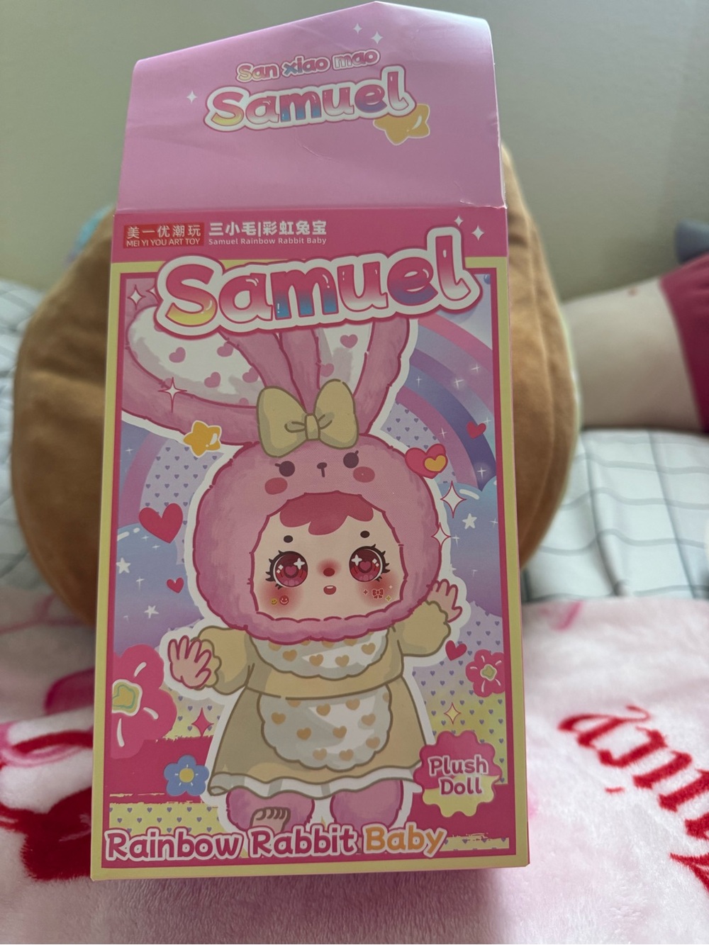 Samuel Rainbow Rabbit Baby Plush Doll - Pink